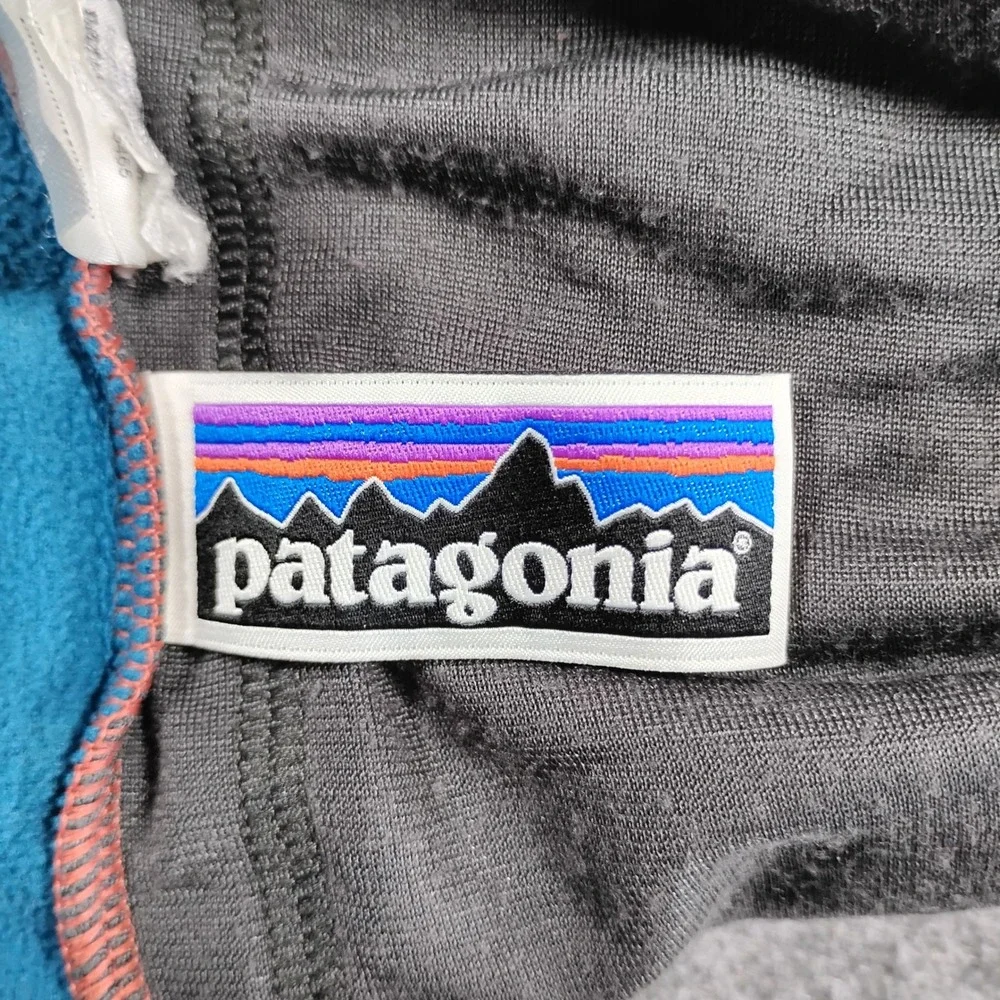 Patagonia Kids XL 14 Micro D Snap-T Full-Zip Fleece Hoody Coral Blue 65465 *Flaw